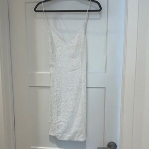 Amazon Spaghetti Strap Party Sequin Mini Slip Dress Women’s size Medium White